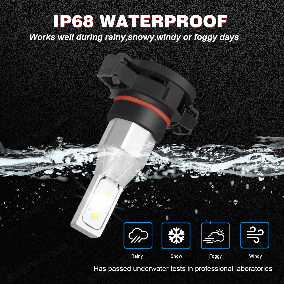 9012/HIR2 H16/5202 LED Headlight Fog Light Kit Bulbs White 6000K Plug&Play 4Pack