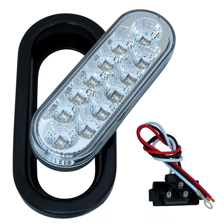 4Pc New 6″ Clear White Oval LED Grommet Mount Reverse BackUp Light Truck Trailer