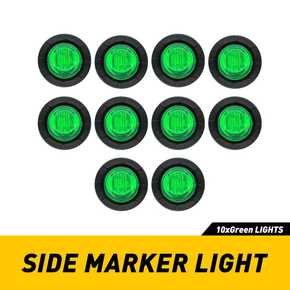 Green Round Marker Lights 3/4″LED Truck Trailer 12V Bullet Side Clearance Light
