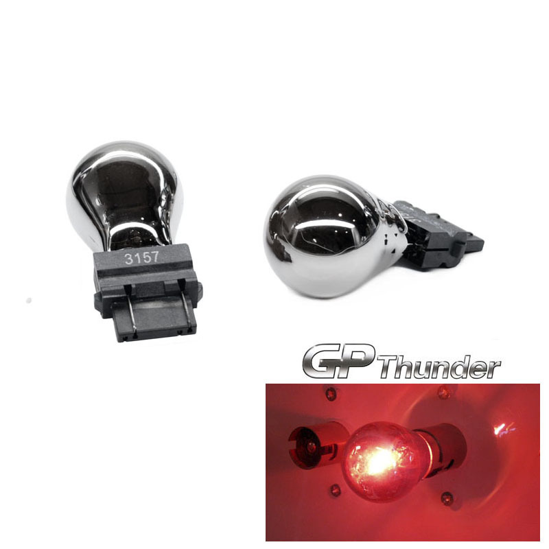 GP Thunder 3157 3057 4157 Chrome Silver T25 Light Bulbs Red 2pcs