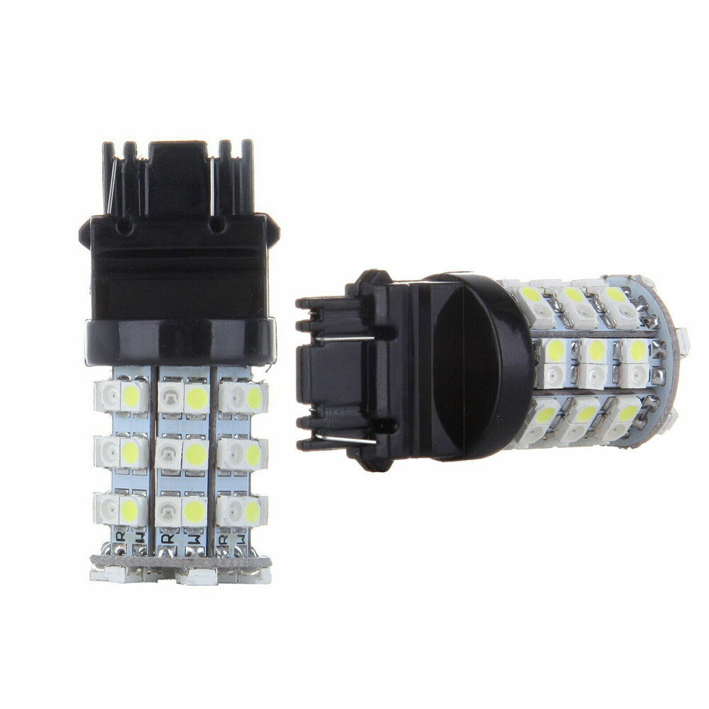 2pcs 3157 LED Amber White Switchback Turn Signal Light Bulbs For Chevy Silverado