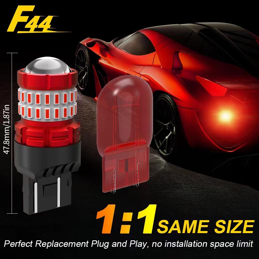 7443 Red LED Flash Strobe Brake Tail Stop Light Bulbs For Toyota Camry Corolla