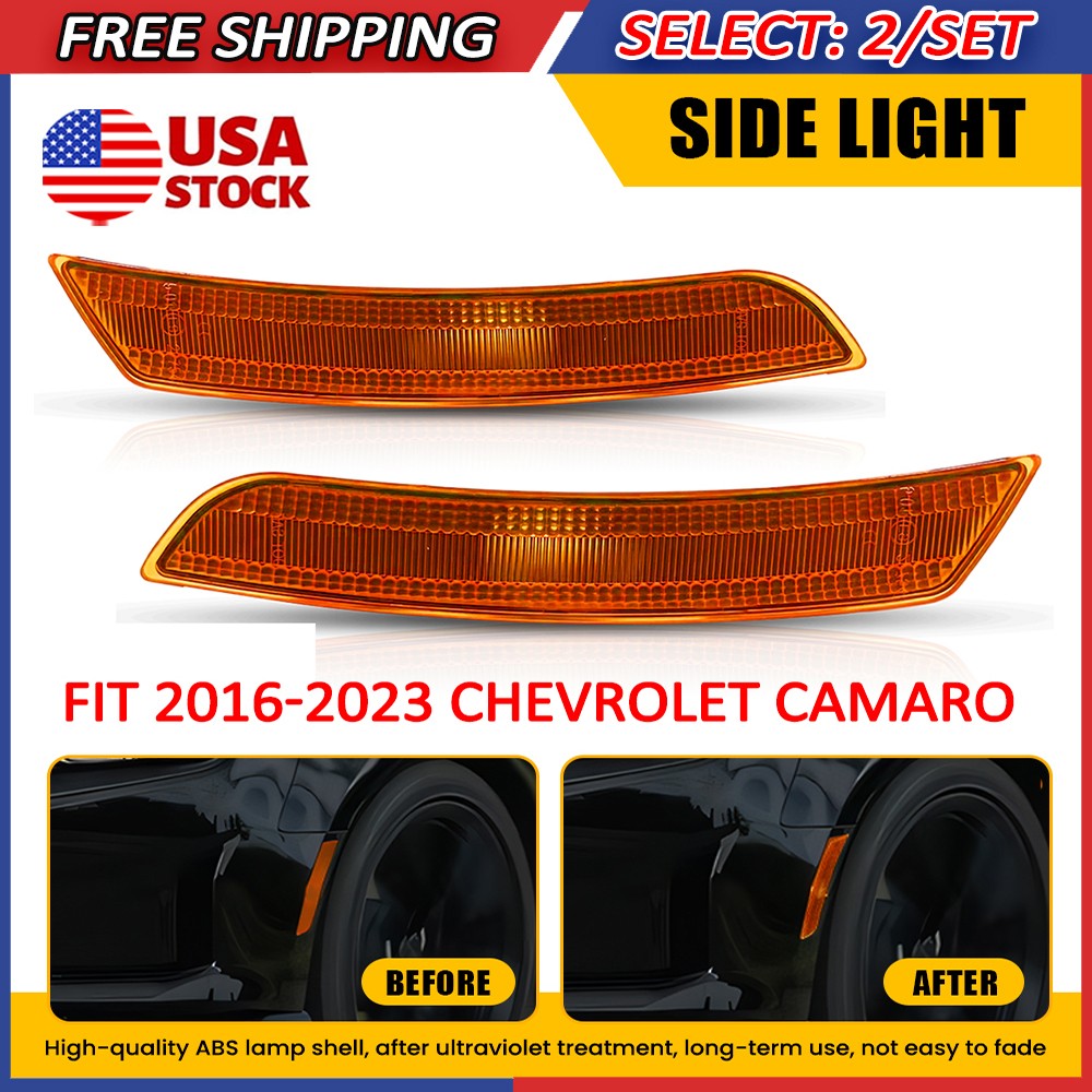4x For 2016 17-2023 Chevrolet Camaro Side Marker Light Covers Driver & Passenger