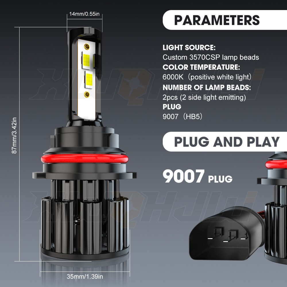 Super Bright LED Pure White 9007 Headlight Bulb Replacement, Light on Road