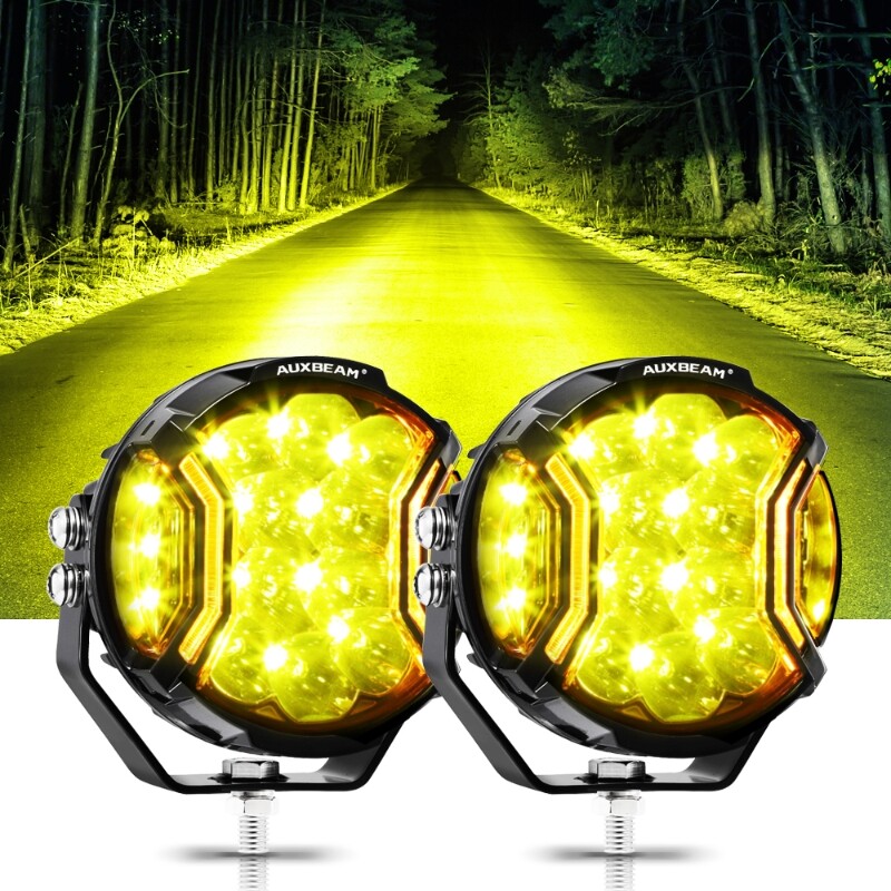 AUXBEAM 2X 5 INCH LED Side Shooter Pod SpotLights DRL Amber Driving Lights 174W