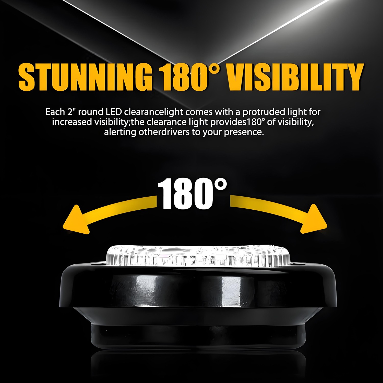10pcs 2Inch Round Trailer Truck Marker Light White 9 LED Marker Clearance Light