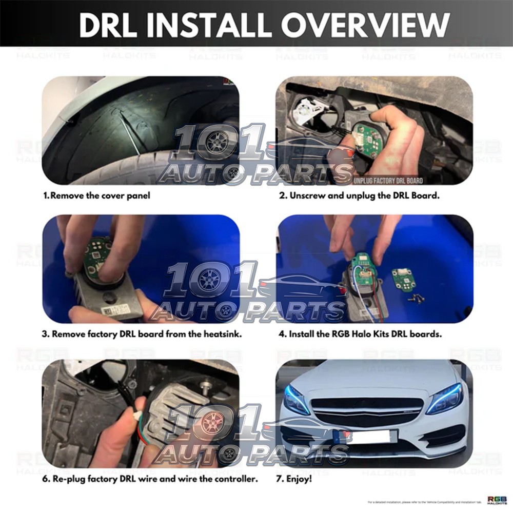 RGB Daytime Running Light LED Board For Mercedes C400 C450 C43 C63 AMG 2015-2018