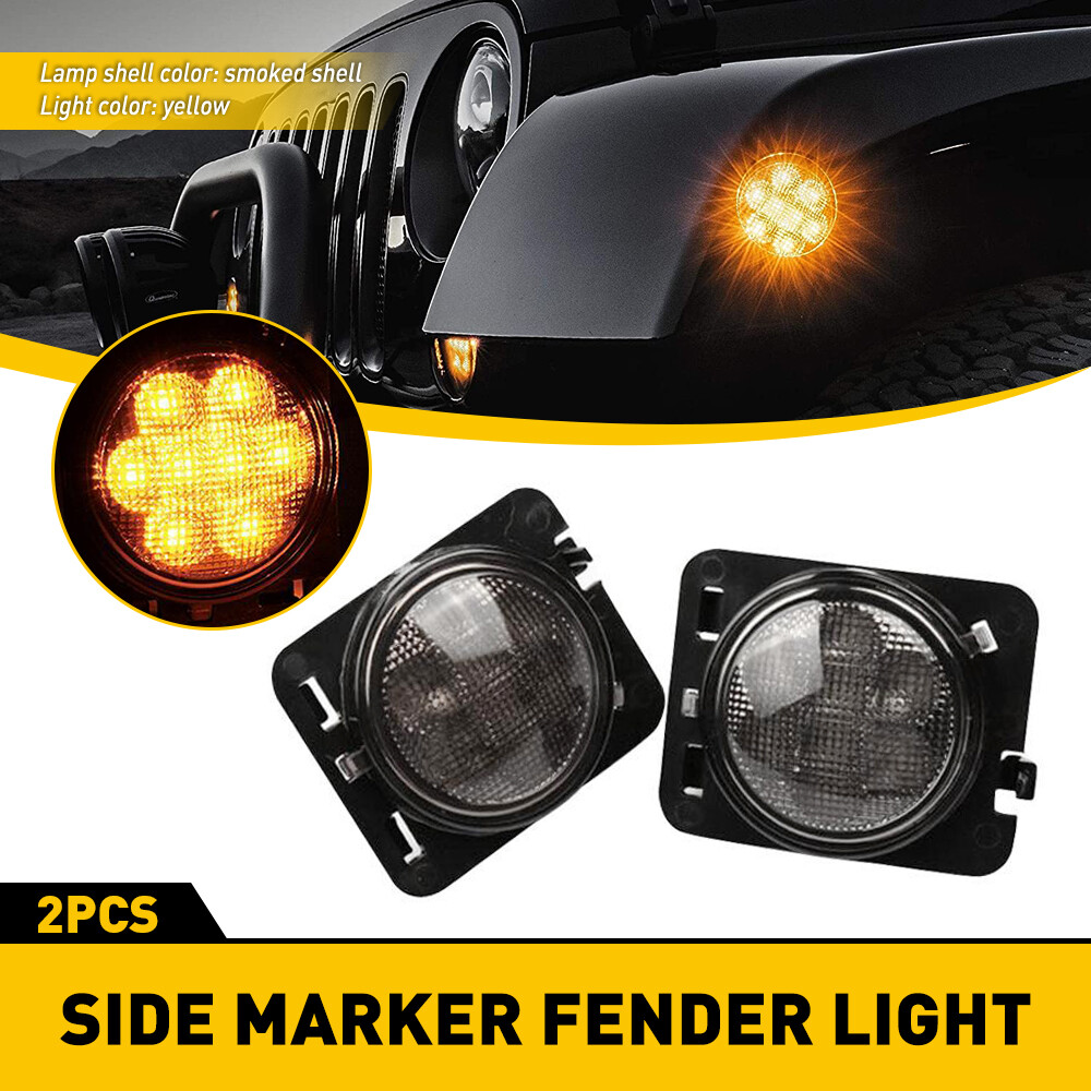 For 2007-2018 Jeep Wrangler Jk LED Side Marker Light Front Fender Flares Lamp 2x