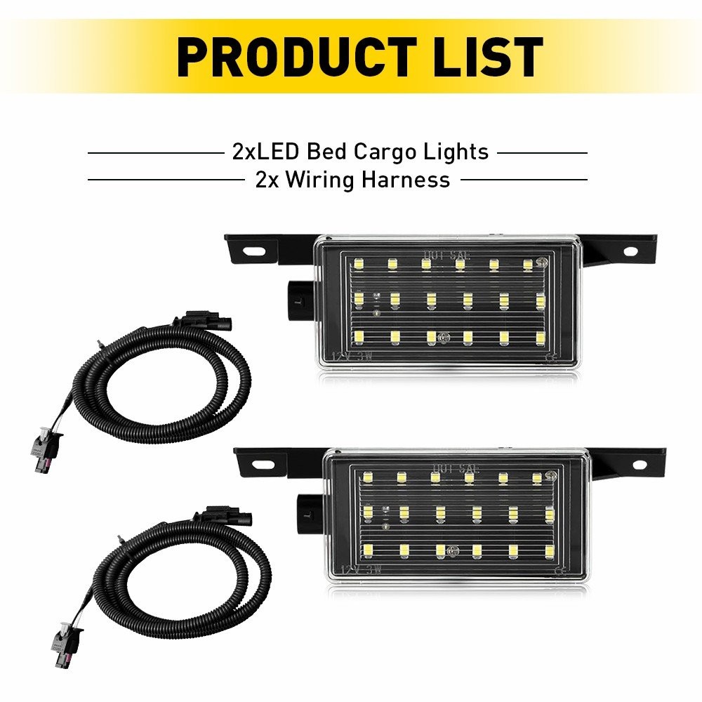 LED Truck Bed Cargo Lights + Wiring Harness For 2016-19 GMC Sierra 2500 HD 2-20X