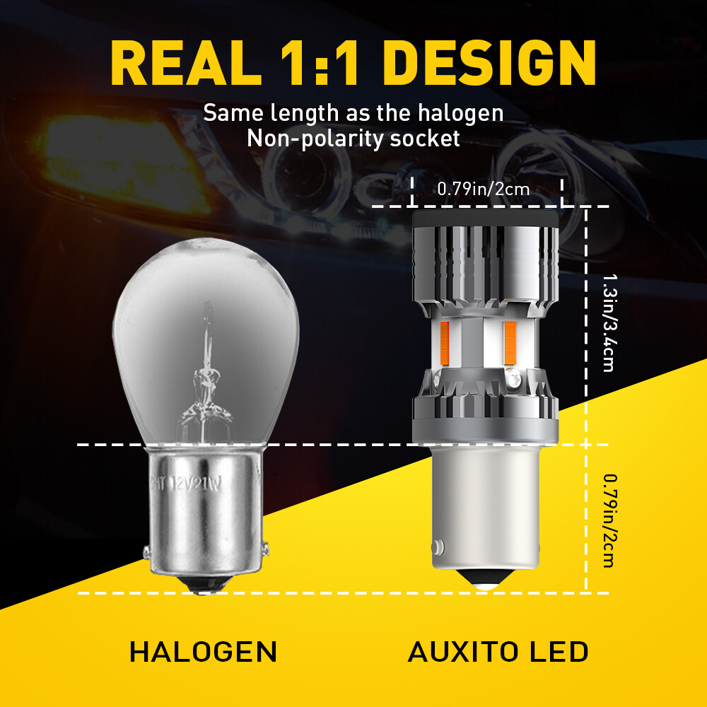 AUXITO LED Turn Signal Blinker Light 1156 7506 Amber Bright Yellow DRL Bulbs