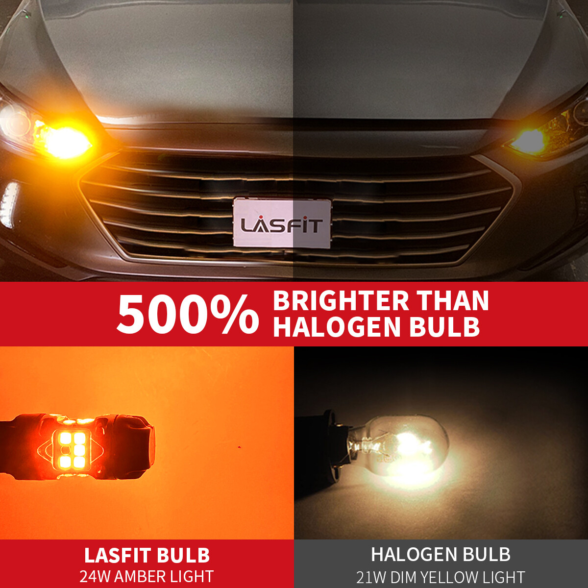 Lasfit 2357 1157 7528 LED Rear Turn Signal Light Bulb 3000K Amber Bright Canbus