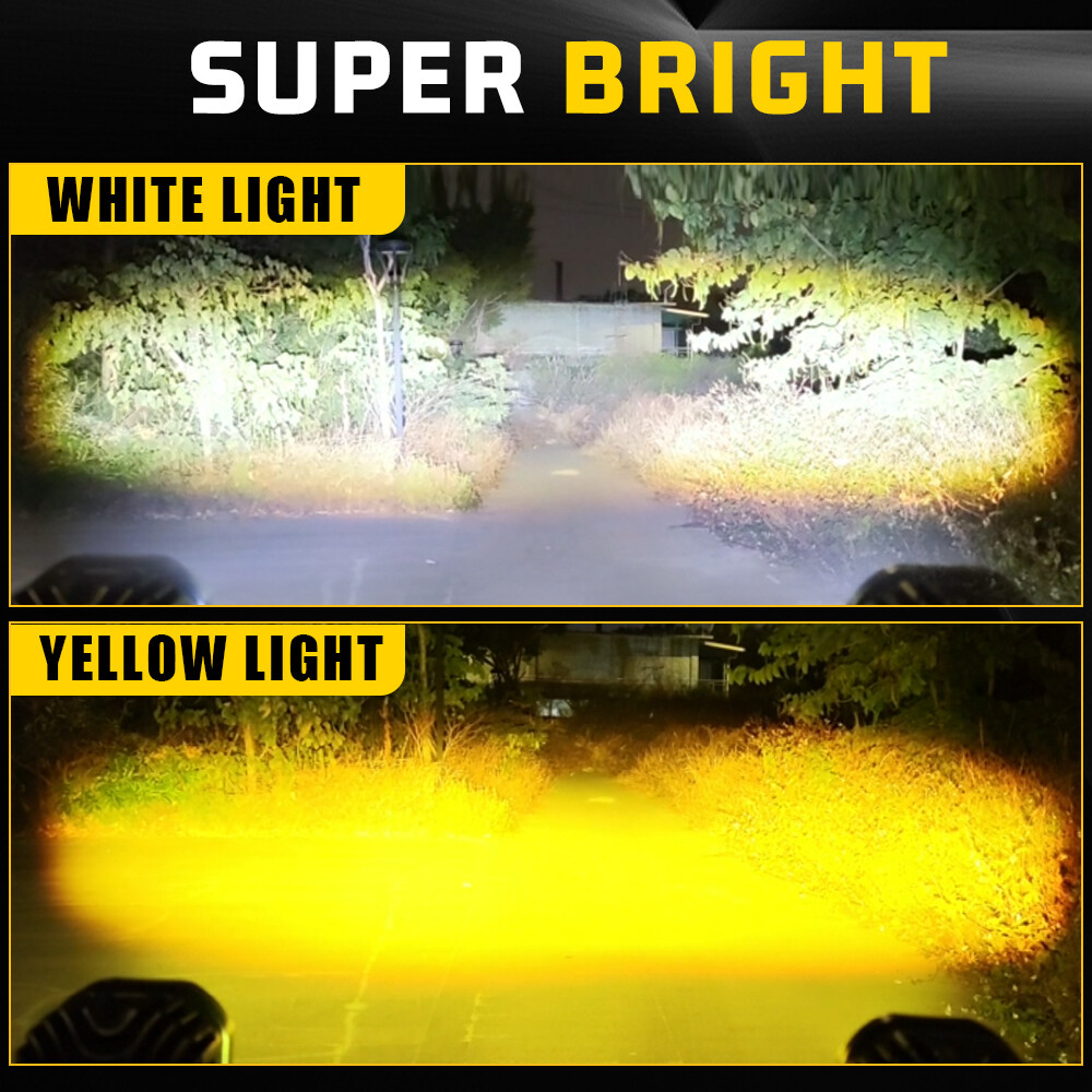 Pair Yellow White Motorcycle LED Spot Light Auxiliary Headlight Fog Driving Lamp