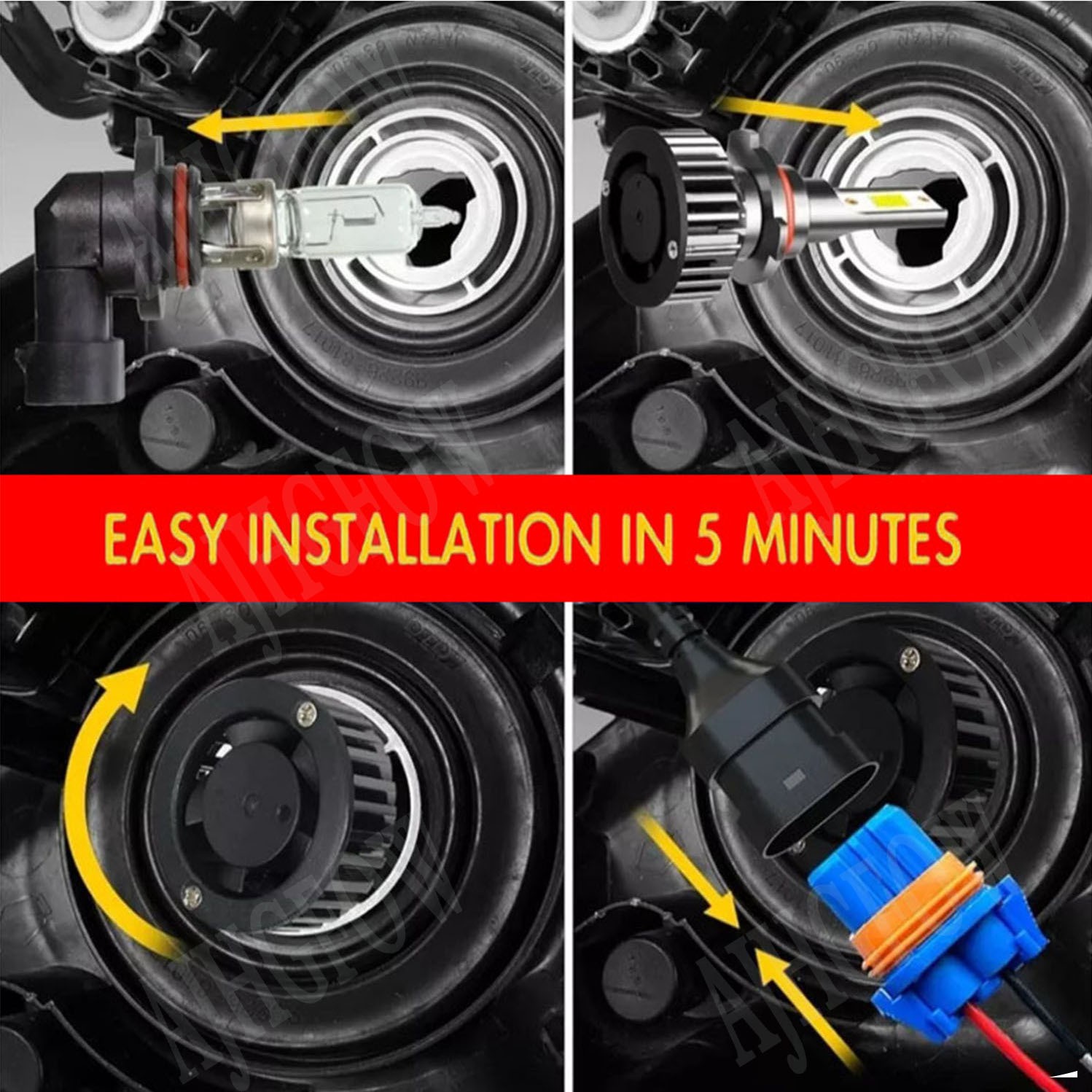 H11 LED Headlight Super Bright Bulbs Kit 12000K Cool White 330000LM Low Beam