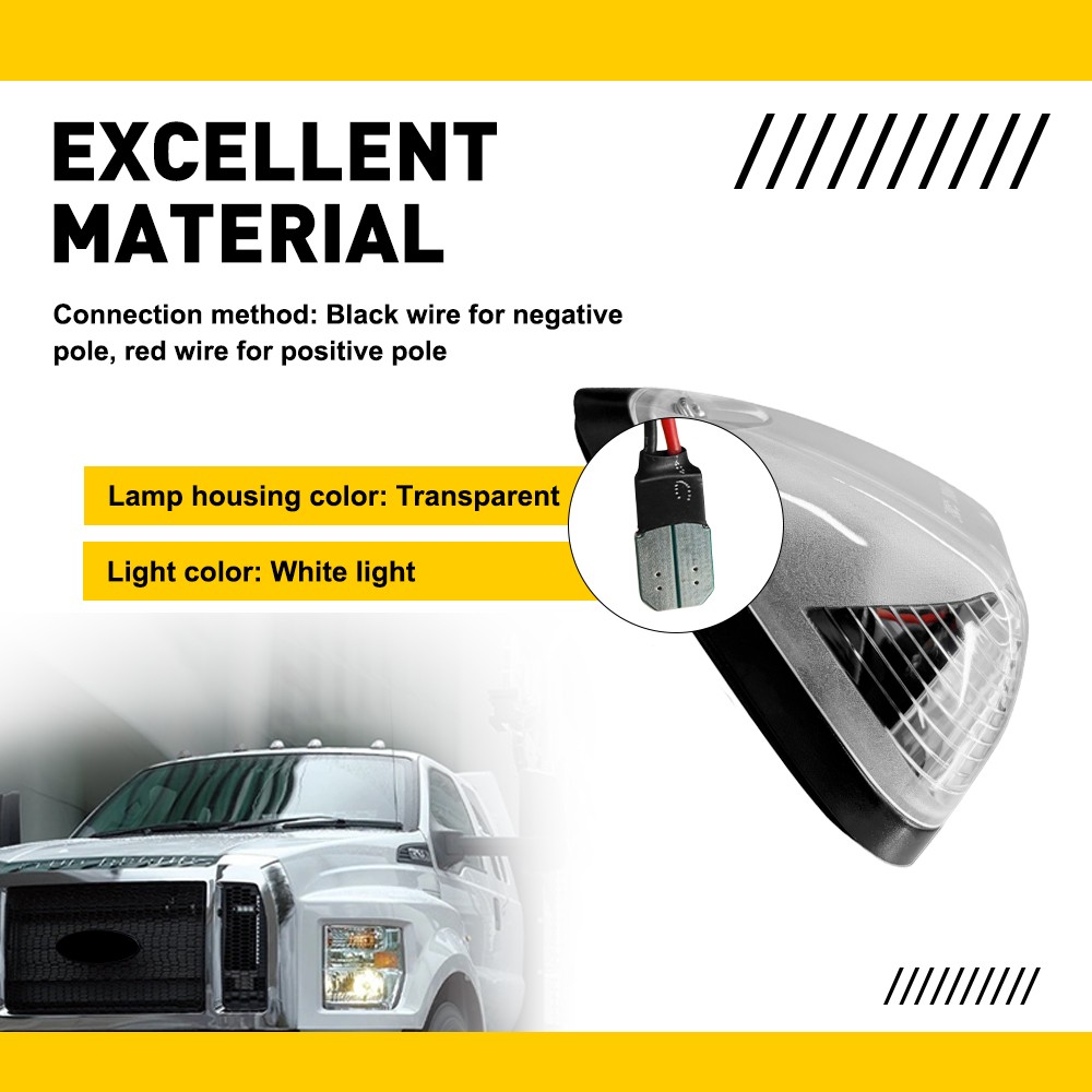 5X Clear White LED Cab Roof Marker Lights For Ford F-250 F250 Super Duty 1999-16