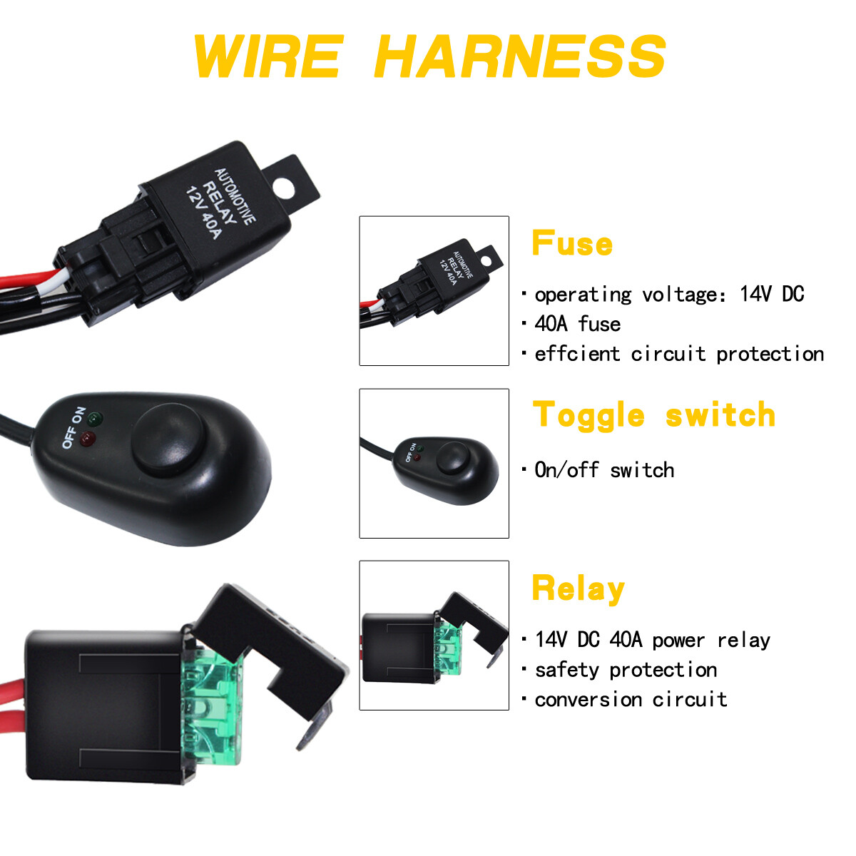 For Toyota Pickup Truck H4 LED Headlight Brightness Intensifier Wiring Harness