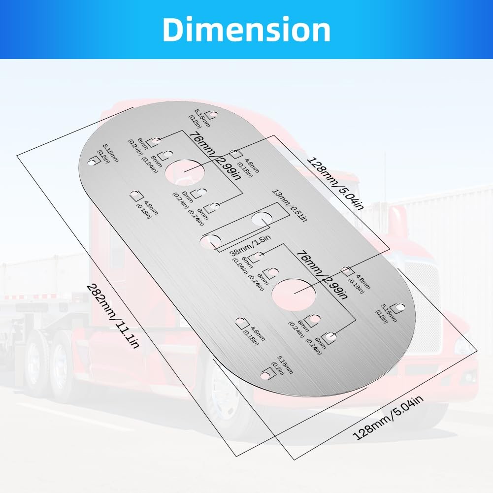 1PC Watermelon Light Mounting Plate, Silver, Peterbilt 359 379 389, W900L Bunk