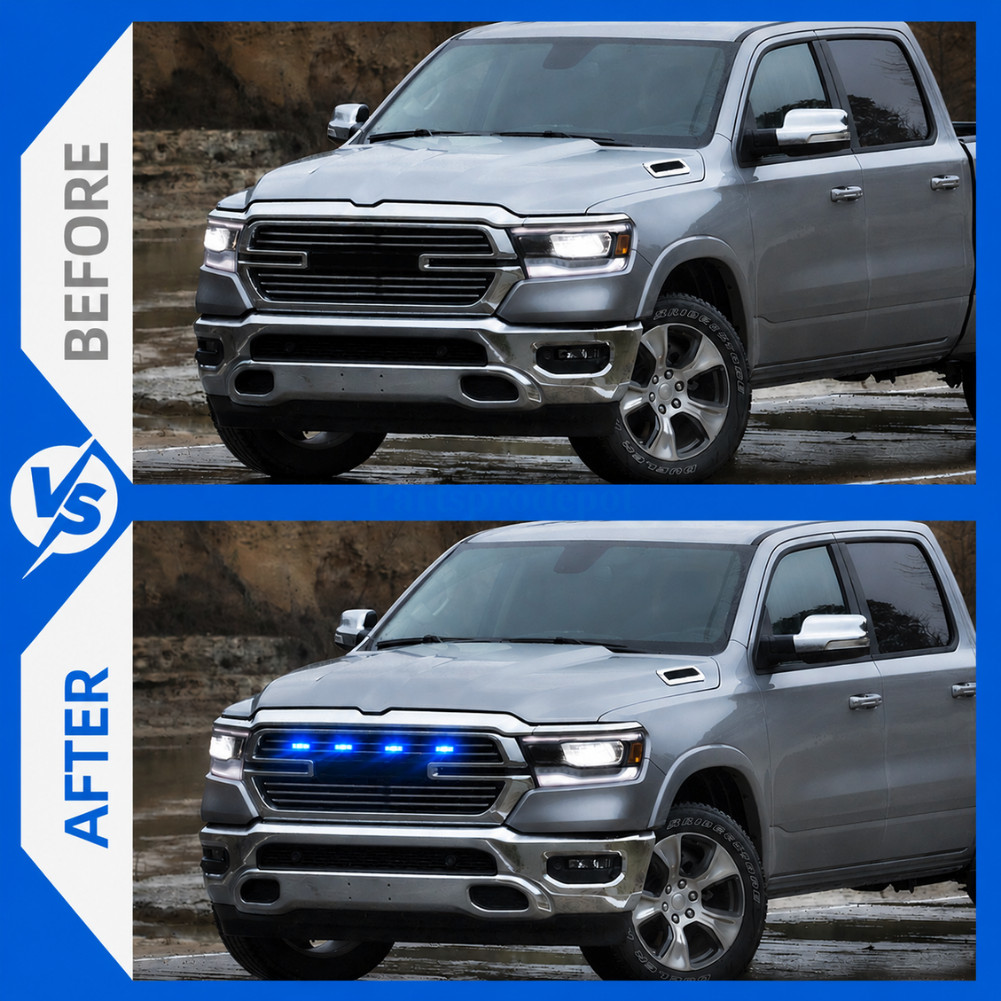 4x Blue LED Smoked Front Grille Marker Light For Ford Ranger Raptor