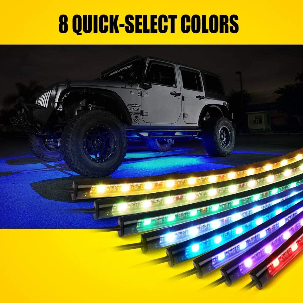 4X RGB LED Strip Under Car Tube Underglow Underbody Remote Control Neon Lights