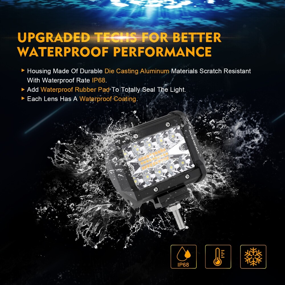 AUXBEAM 4″ INCH LED PODS WORK LIGHT BAR SPOT BEAM DRIVING OFFROAD SUV ATV TRUCK