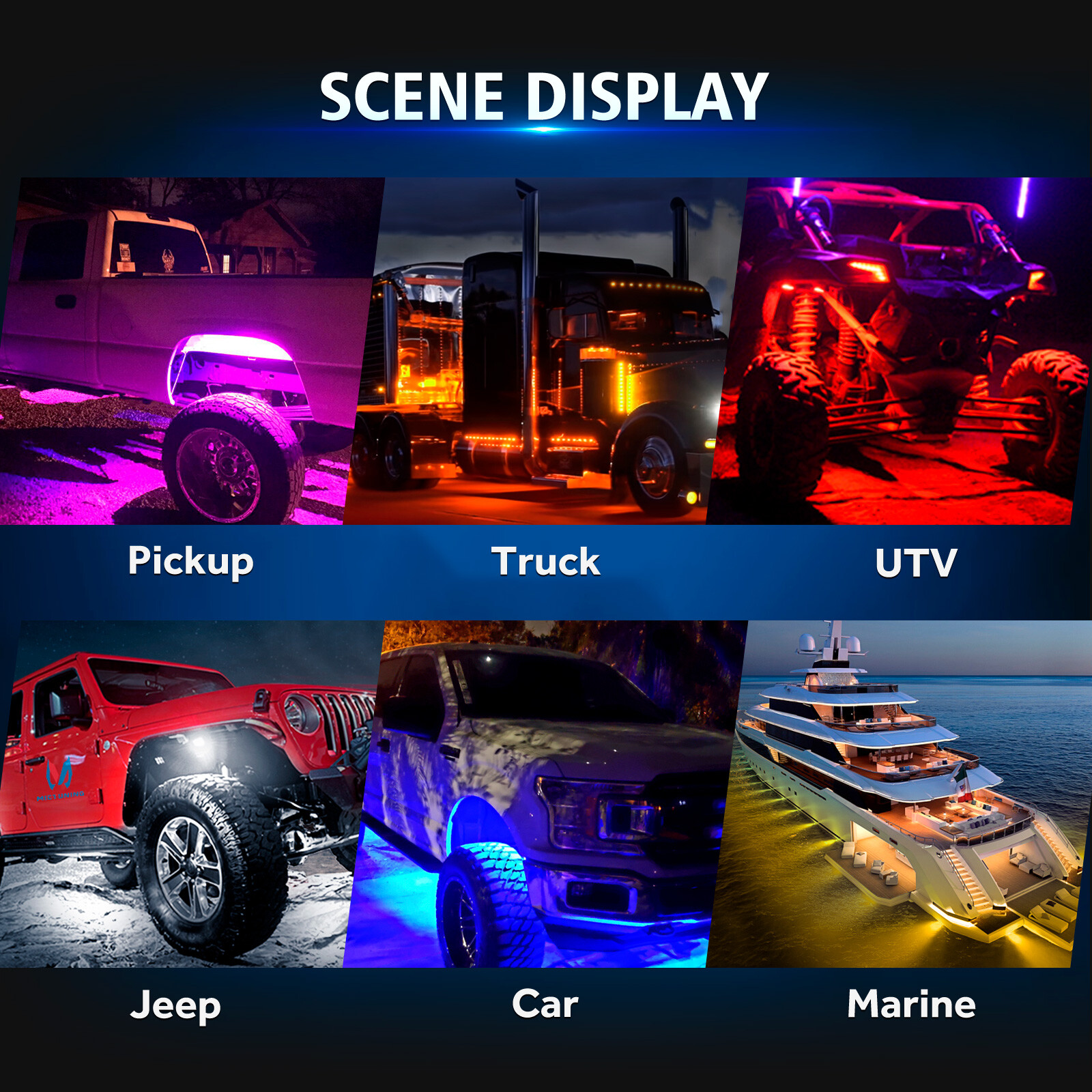 MICTUNING C2 Curved RGBW LED Rock Lights 8 Pods Underglow Multicolor Neon Lights