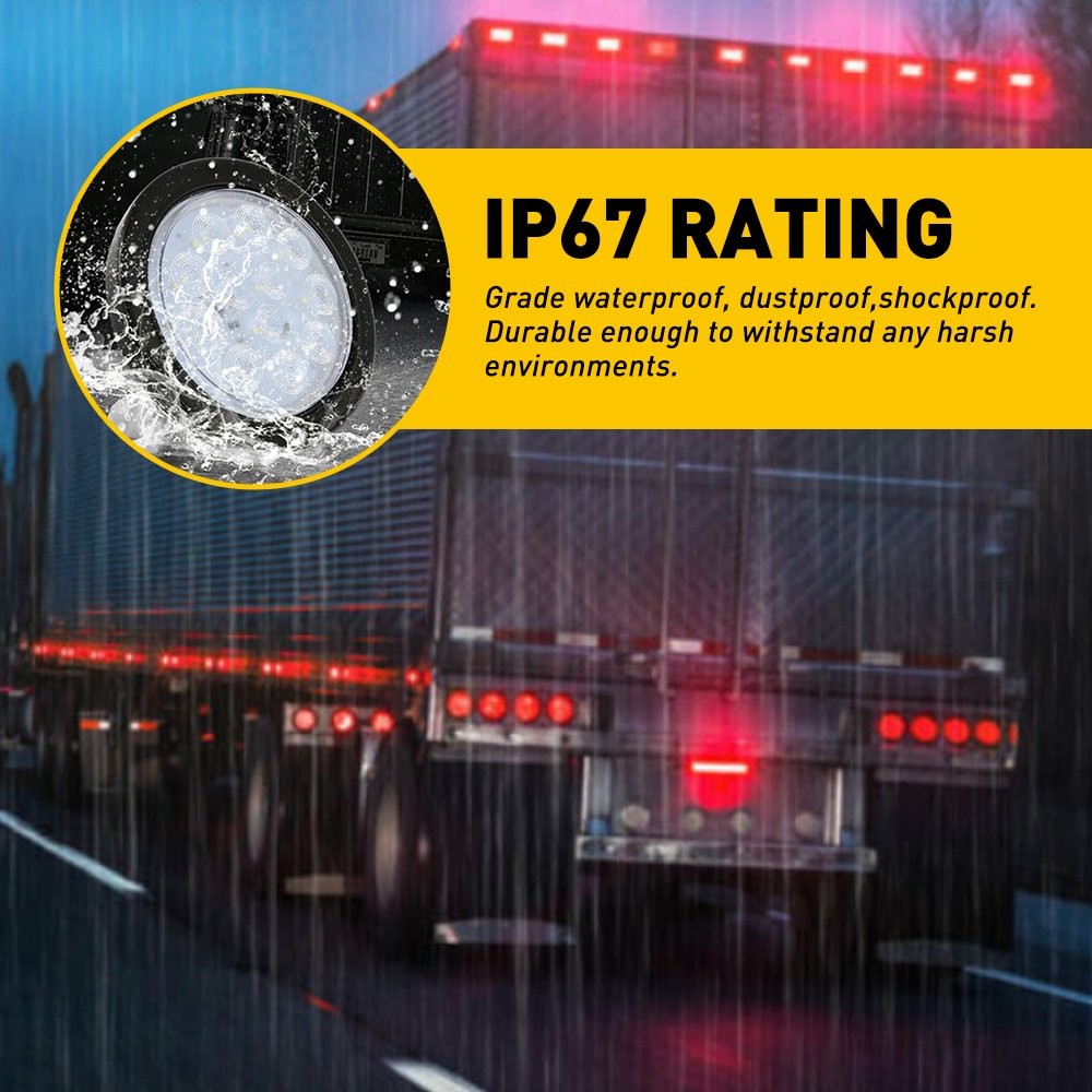 4in 12V Marker Lights LED Truck Trailer Round Side Bullet Light White Lamps 2Pcs