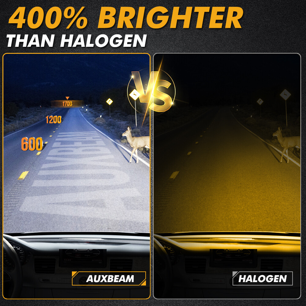 AUXBEAM 9005 HB3 LED Headlight Super Bright Bulbs Kit White 6500K High/Low Beam