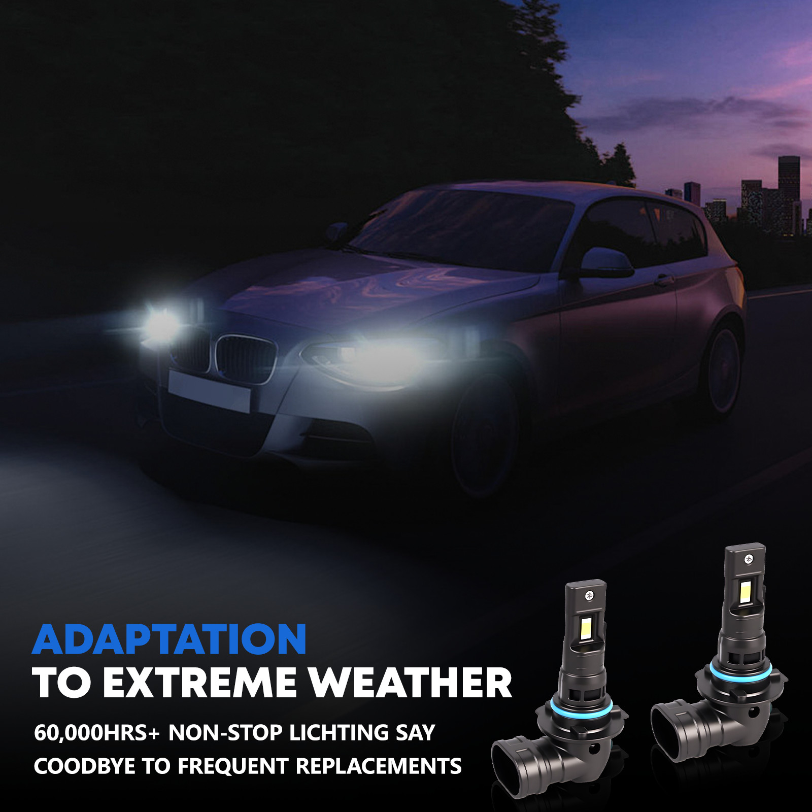 9006 HB4 Bulbs, Cool White, 80000Hrs Lifespan, 1:1 Size Plug , Fog Light