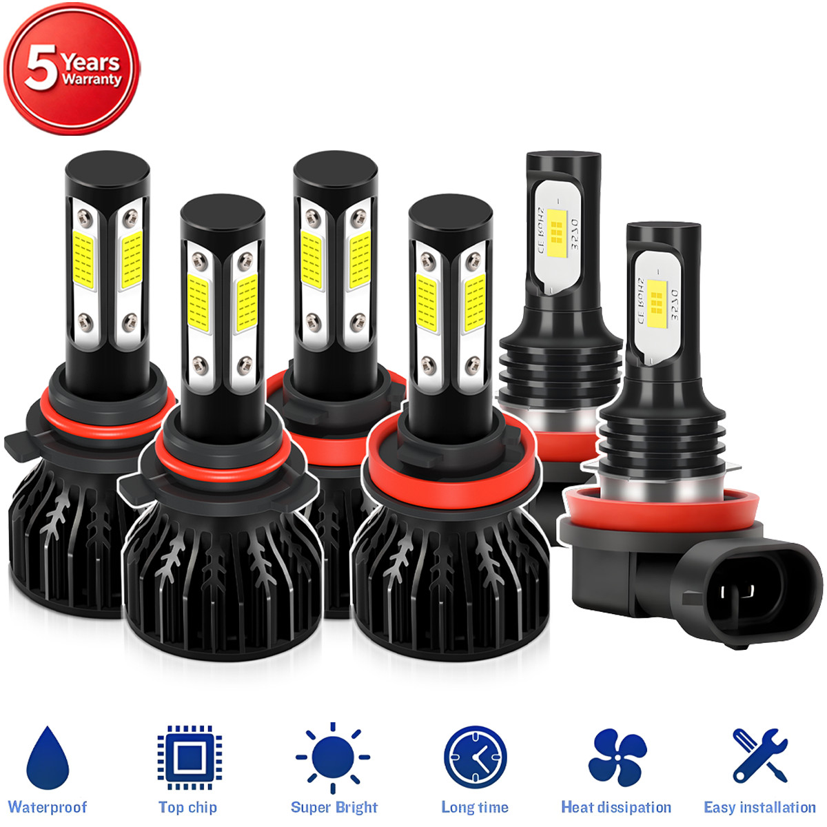 6x LED Headlight Bulb High Low Beam Fog Light 12000Lm For Honda Accord 2013-2015