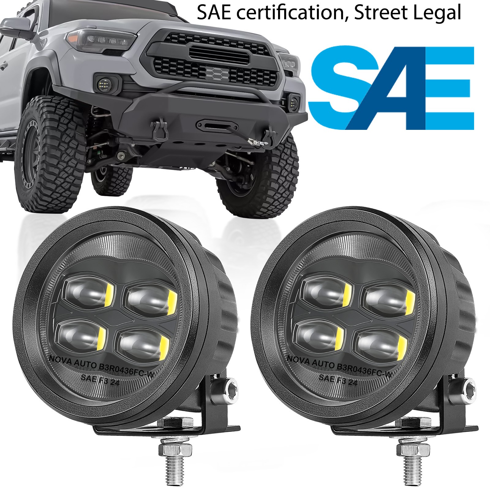2X 3.5″ SAE LED Fog Lights Round Driving Spot Pods Street Legal DOT Approved 12V
