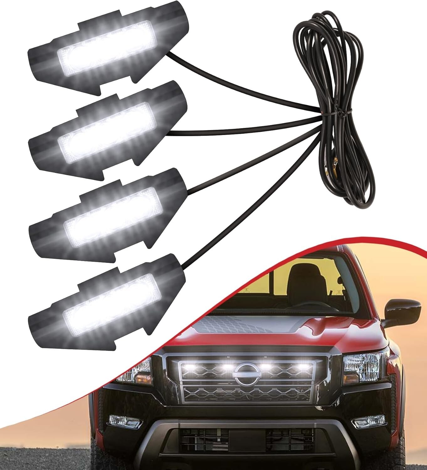 LED Grill Lights for Nissan Frontier 2022 2023 2024 PRO 4X S SV SL Accessories