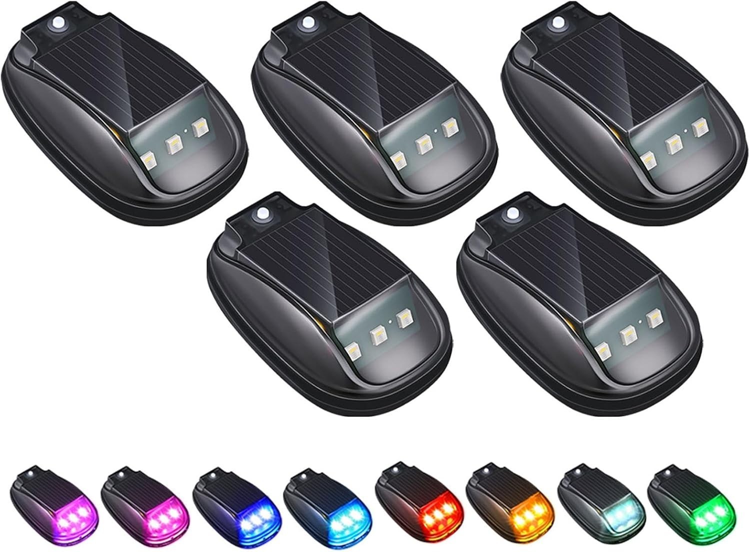 Wireless Solar Cab Lights, 5 Pc, RGB 8-Color, No Drill Roof Marker Lights