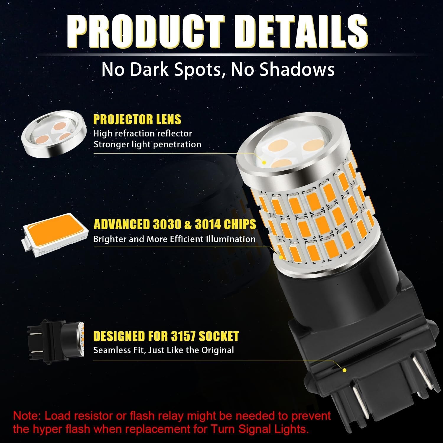 Ultra Bright 3157 LED Blinker Lights – 600 Lumens, Lifetime 30,000 Hours, 2 Pack