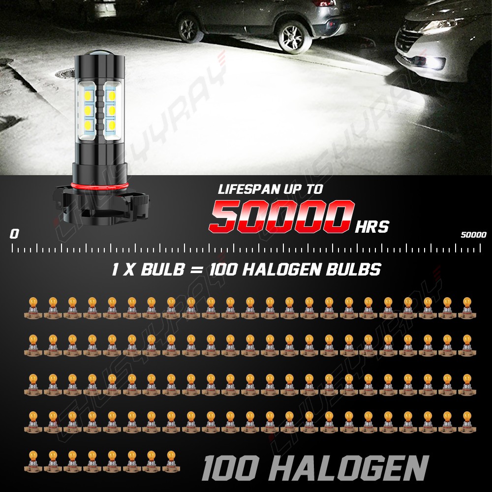 LED Headlight & Fog Bulbs 9012 H16 Combo For Jeep Cherokee 2.4L/3.2L 2014-2015