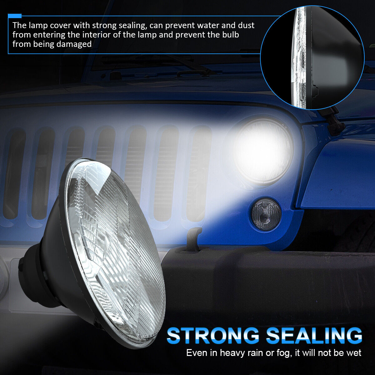 Fit Ford Mustang 1965-1978 Pair 7″ Round LED Headlights Hi/Lo Beam DOT Approved
