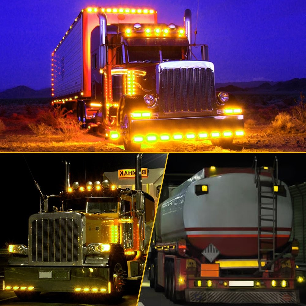 2x Amber 21LED Side Marker Lights RV Truck Trailer Clearance Light Waterproof US