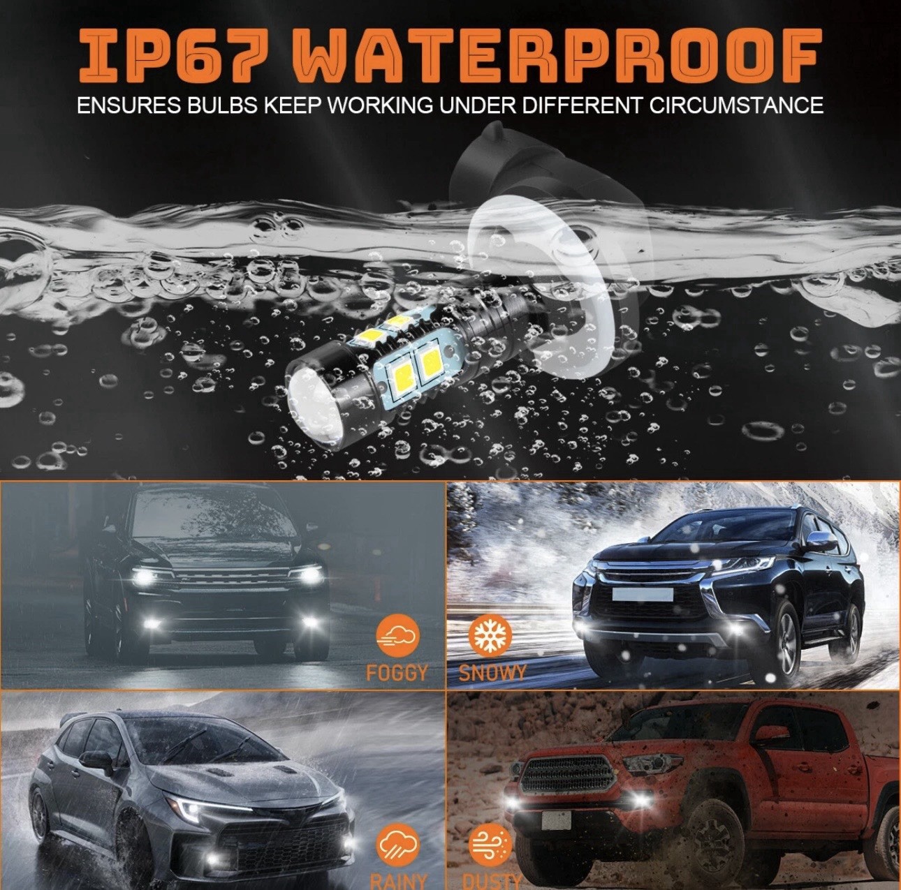 H1 H11 881 White LED Headlight High Low Beam Fog Light 6x Bulbs