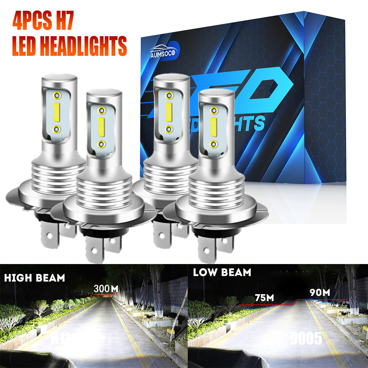 For BMW 328i 2007 – 2016 – 4X H7 H7 Combo Headlight High & Low Beam LED Bulbs