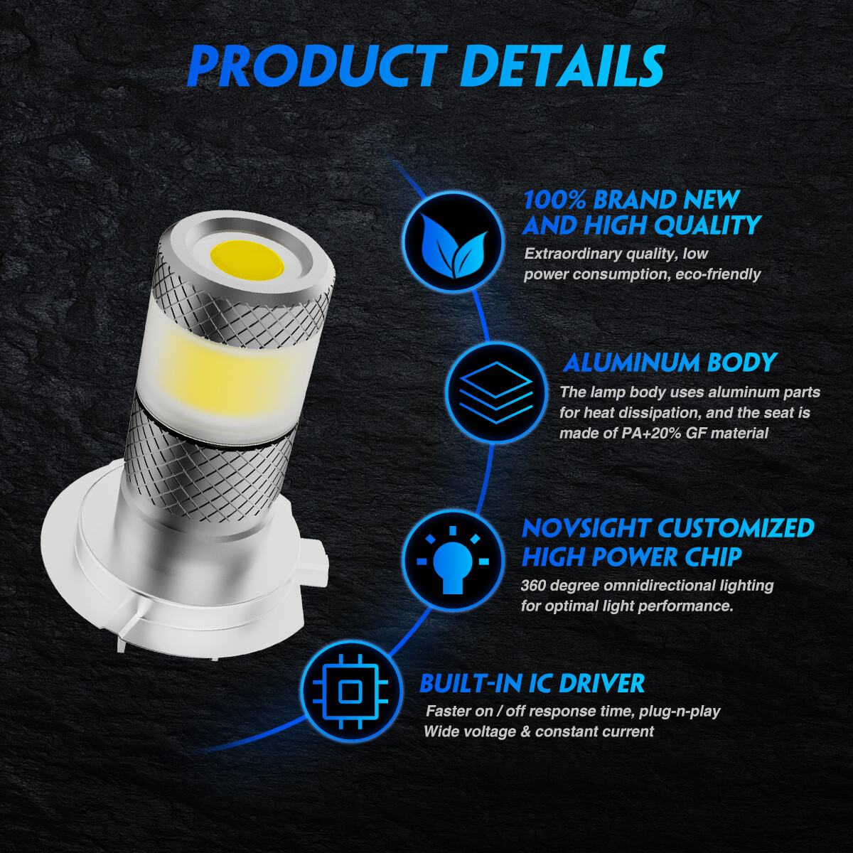 NOVSIGHT H7 LED Fog Lights Yellow/Red/White 6500K Plug&Play IP68 Waterproof US