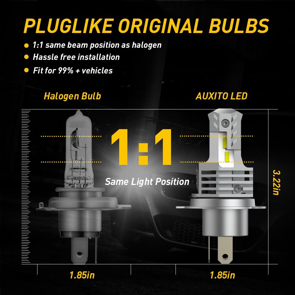AUXITO 2X H4 9003 HB2 ZES LED Headlight Kit Hi/Low Beam Bulb 12000LM 6000K WHITE