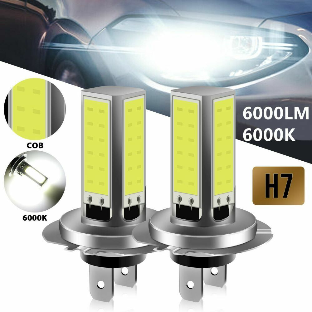 2Pcs 55W H7 20000LM Car LED Headlight Bulbs Kit Hid White 6000K 12V New