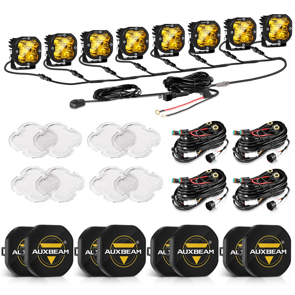8Pcs AUXBEAM 3″ LED Driving Pods Work Light Bar Spot Fog Offroad Ditch Lights
