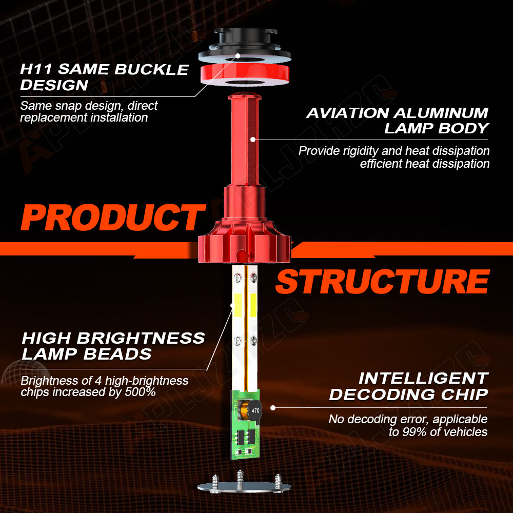 H11 H11 5202 Combo 6x LED Headlight High Low Beam Fog Light Bulbs 6000K