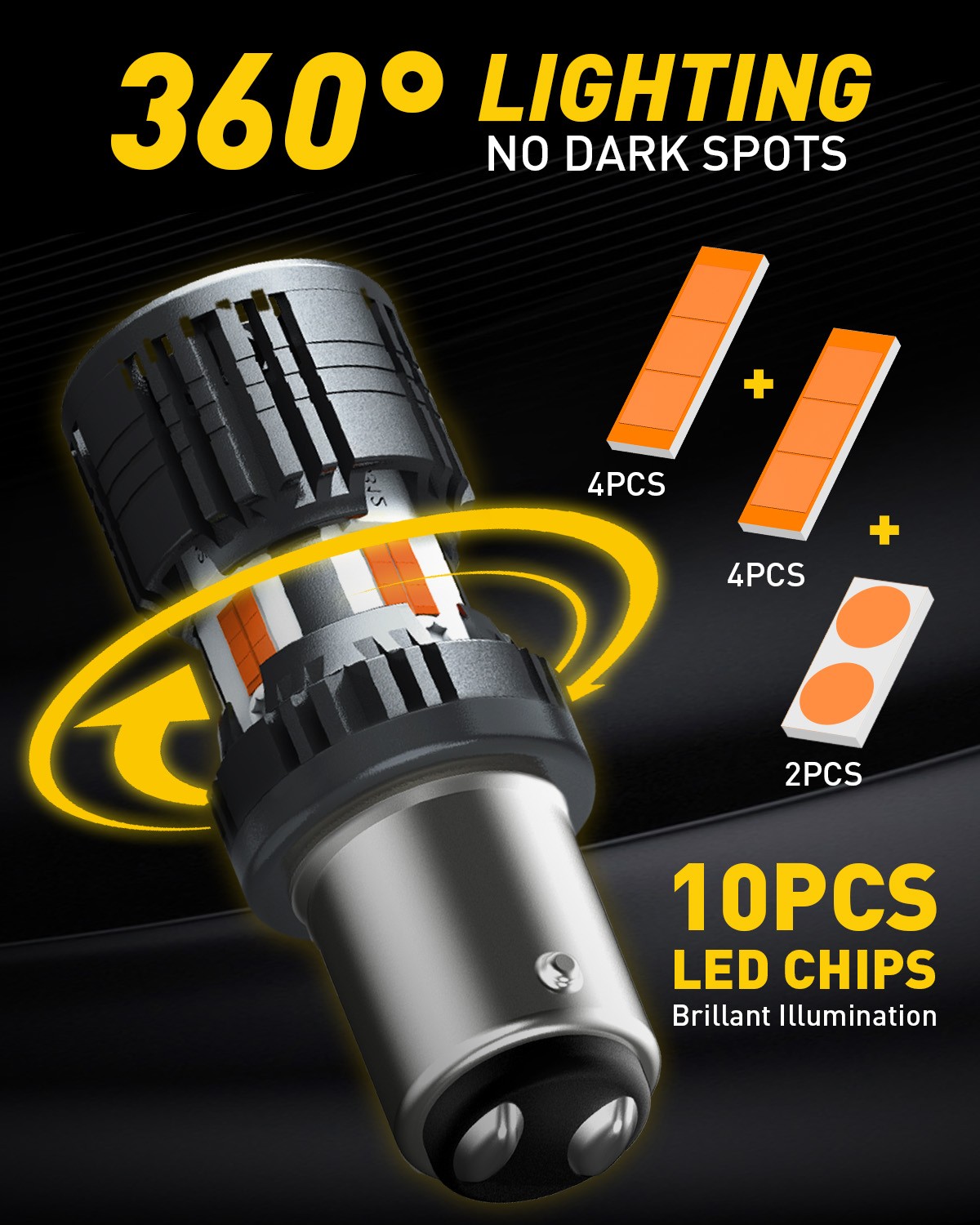 2PCS 1157 LED Front Rear Turn Signal Light Bulbs Amber Yellow Anti Hyper Flash