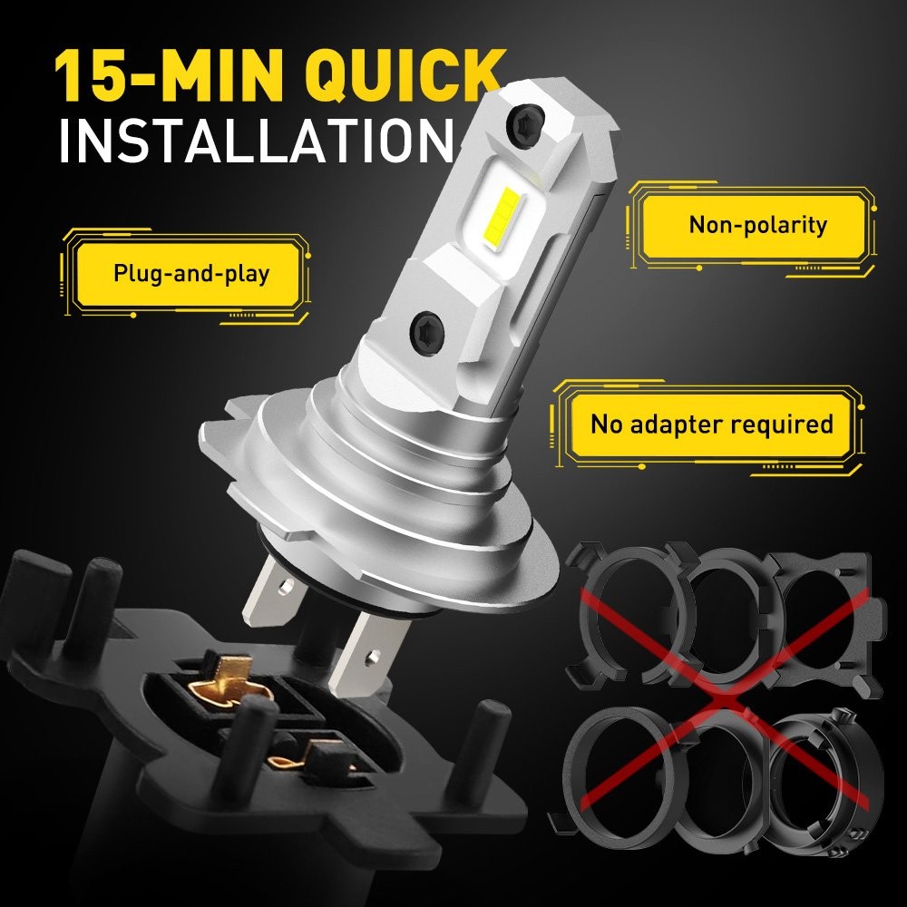 2X AUXITO H7 LED Headlights Bulb Kit High Beam 6500K Cool White 30W Bright Lamp