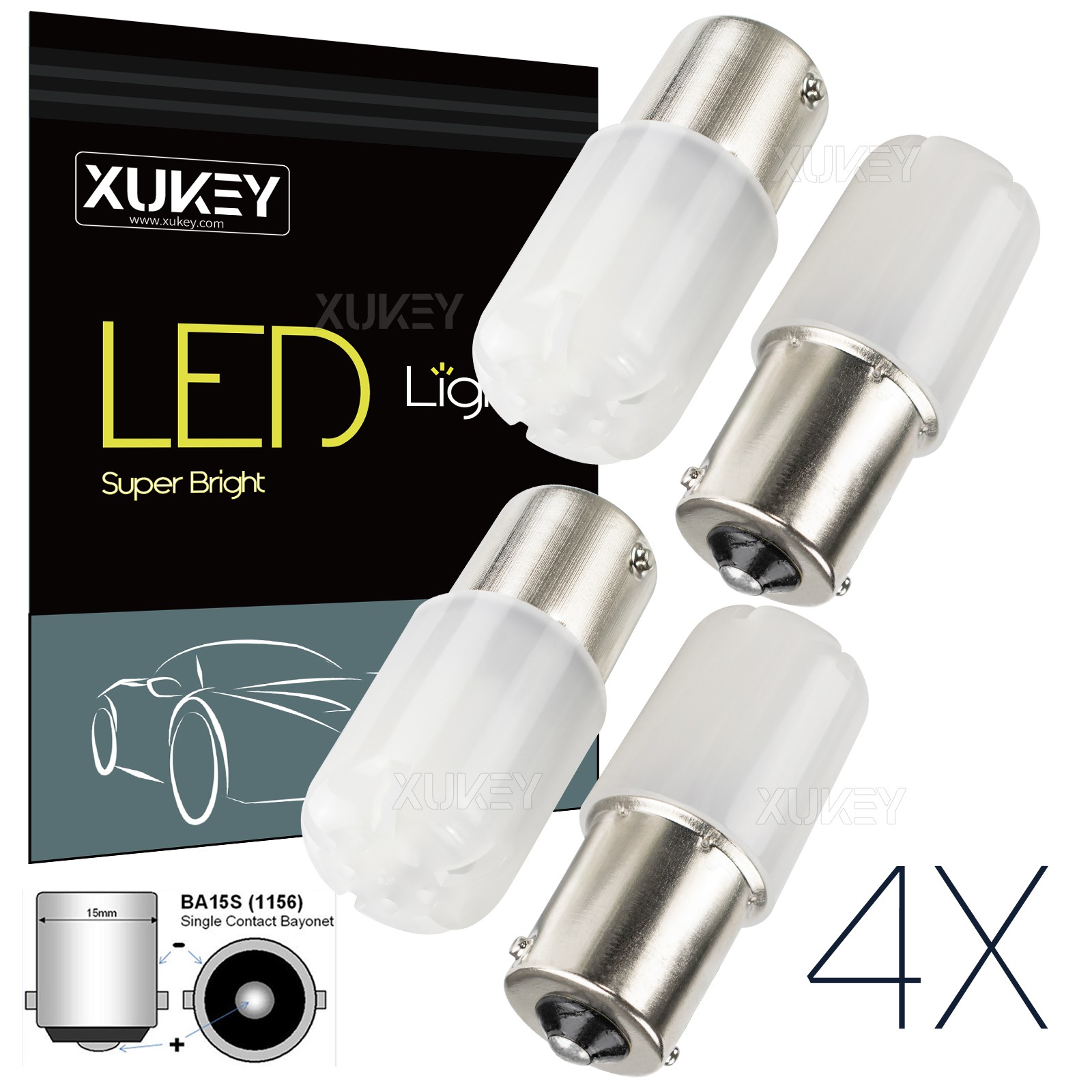 4PCS Bright Pure White 1156 RV Trailer 18-SMD Car LED 1141 Interior Light Bulbs