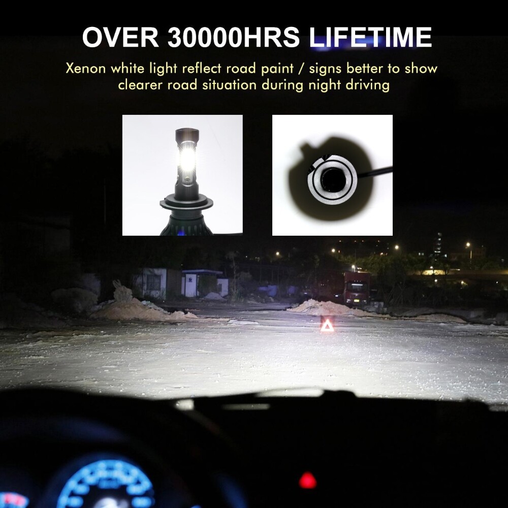 4 Sides H7 LED Headlight Bulb Kit High/Low Beam 6500K Super White 2400W 360000LM