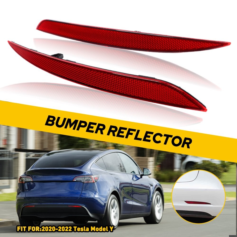 2Pcs L+R For Model Tesla Y 2020-2022 Rear Bumper Reflector Tail Red Lamp Light