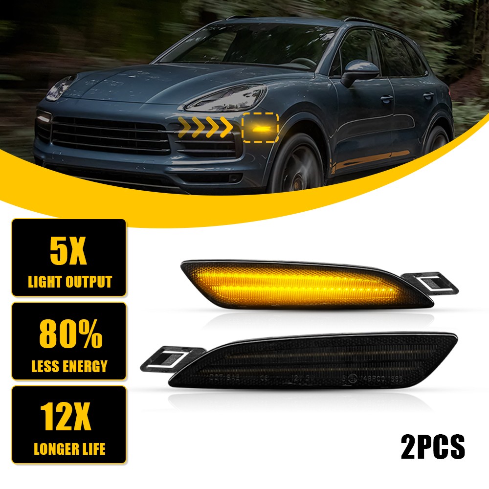 Front Left Right Smoked LED Side Marker Signal Light For Cayenne 958.2 2015-2019