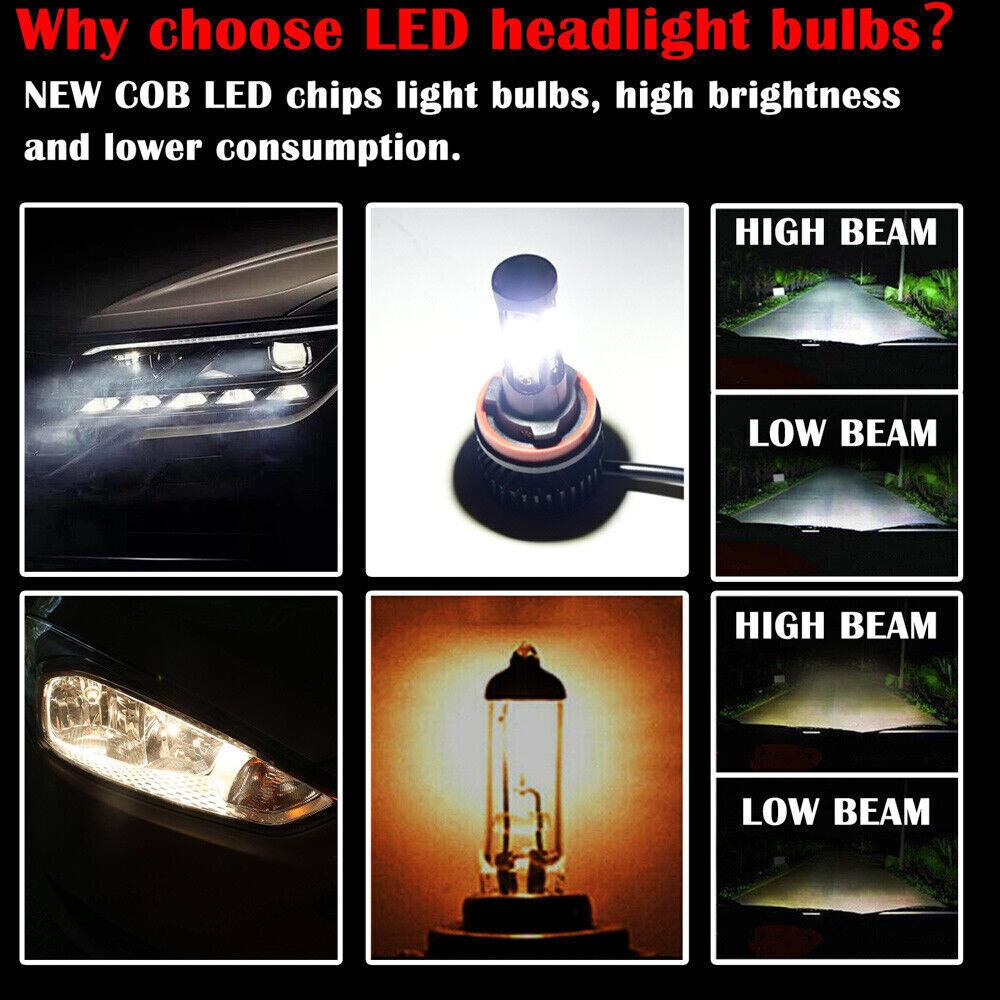 20x 4-Side H11 LED Headlight 6000K 1000W 18000LM High Low Beam Bulb Super Bright