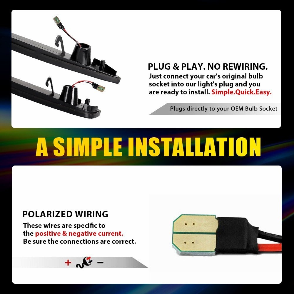 F+R 3-Row Marker LED 2005-2013 Lights Side Set White for Chevrolet Corvette C6